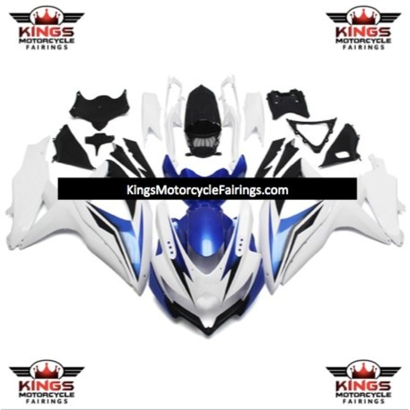 Suzuki GSXR750 (2008-2010) White, Blue & Black Fairings No Seat Cowl No Bolt Kit No Tank