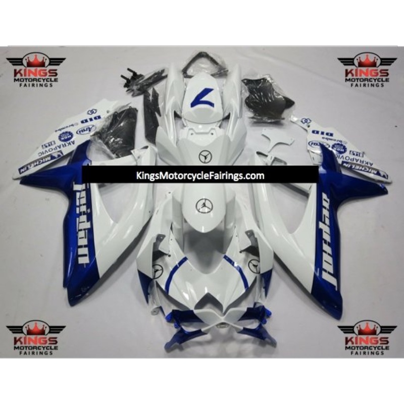 Suzuki GSXR750 (2008-2010) White & Blue Jordan Fairings No Seat Cowl No Bolt Kit No Tank