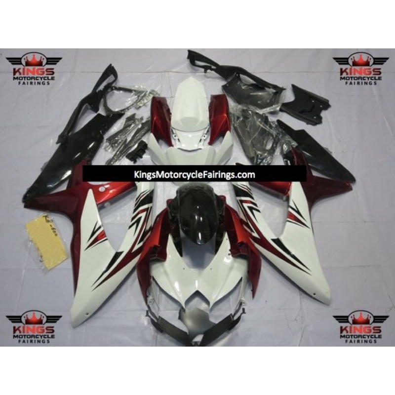 Suzuki GSXR750 (2008-2010) White, Candy Red & Black Fairings No Seat Cowl No Bolt Kit No Tank