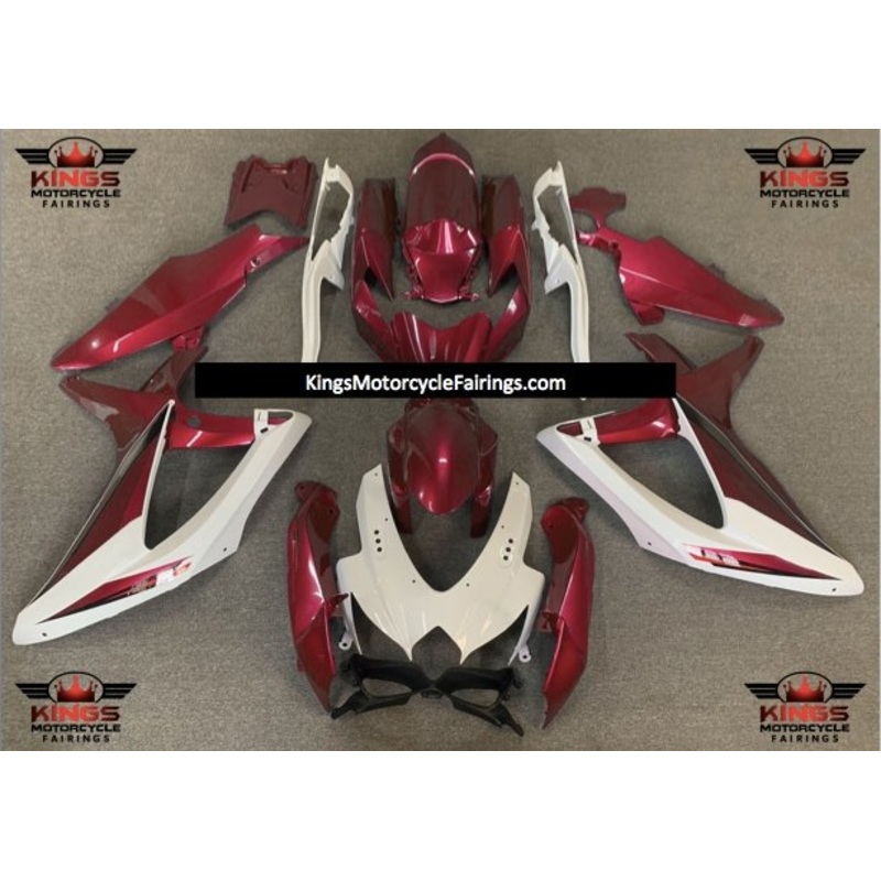 Suzuki GSXR750 (2008-2010) White & Dark Red Fairings No Seat Cowl No Bolt Kit No Tank