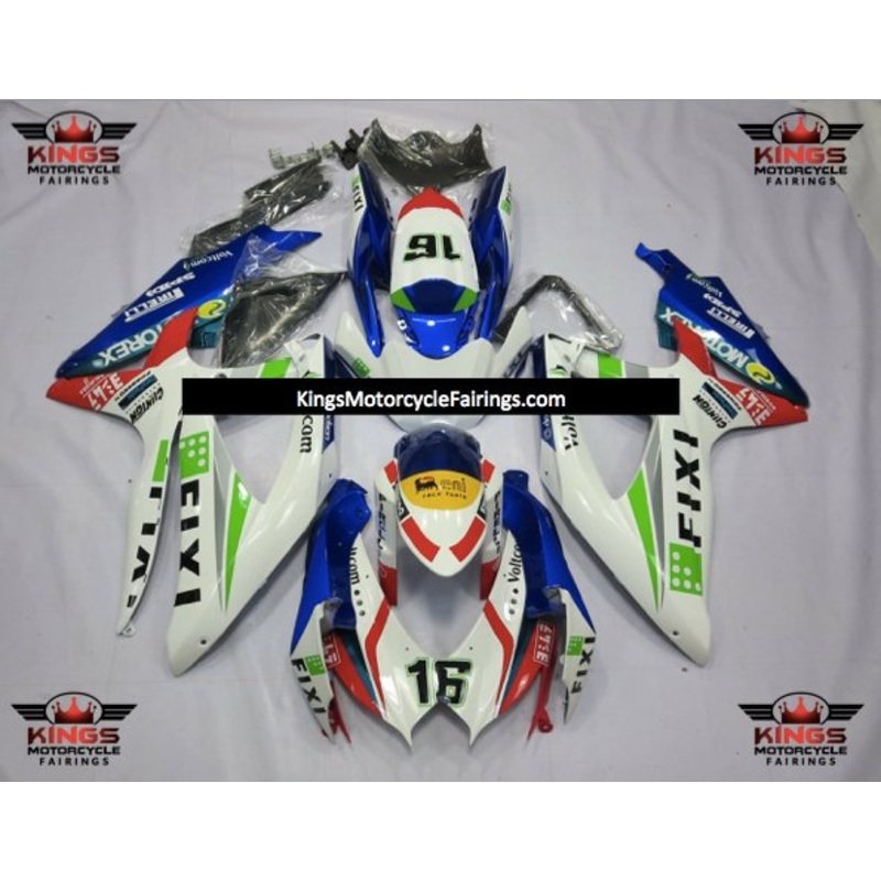 Suzuki GSXR750 (2008-2010) White Fixi 16 Fairings No Seat Cowl No Bolt Kit No Tank