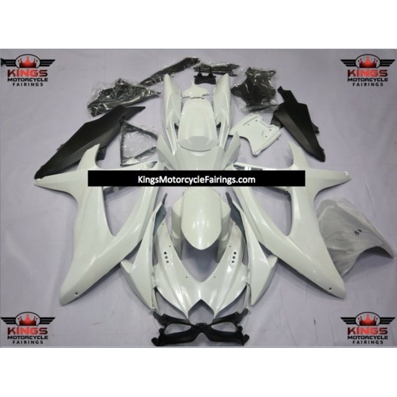 Suzuki GSXR750 (2008-2010) White & Matte Black Fairings No Seat Cowl No Bolt Kit No Tank