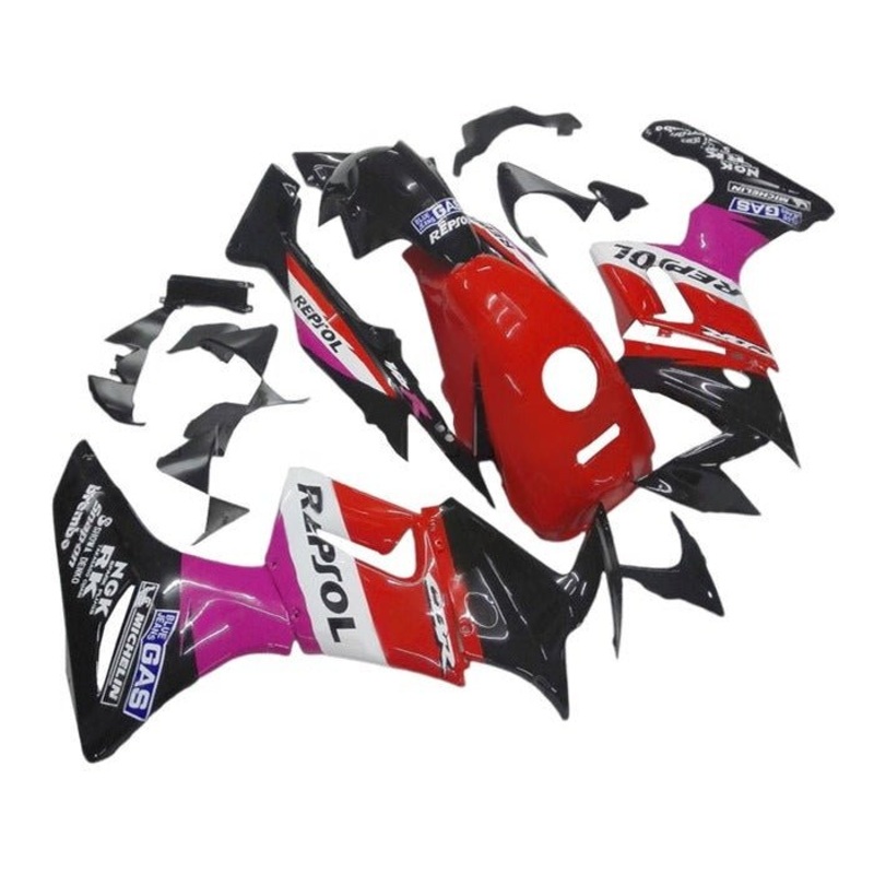 Honda CBR125R Fairings (2002-2006) Red, Black, Pink Repsol Tank Cover: No Bolt Kit: $29.99 Clear Windscreen: Free