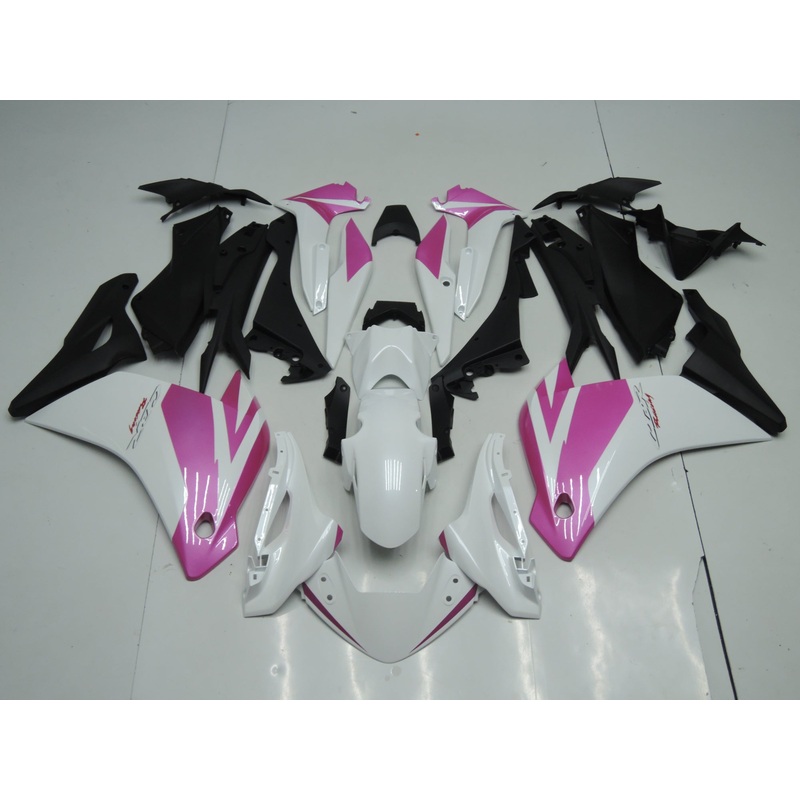 Honda CBR125R Fairings (2011-2016) White, Pink Tank Cover: No Bolt Kit: $29.99 Clear Windscreen: Free