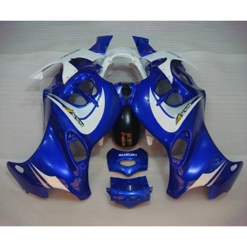 Suzuki GSX600F Katana Fairings (1998-2006) Blue, White Clear Windscreen: Free Bolt Kit: No