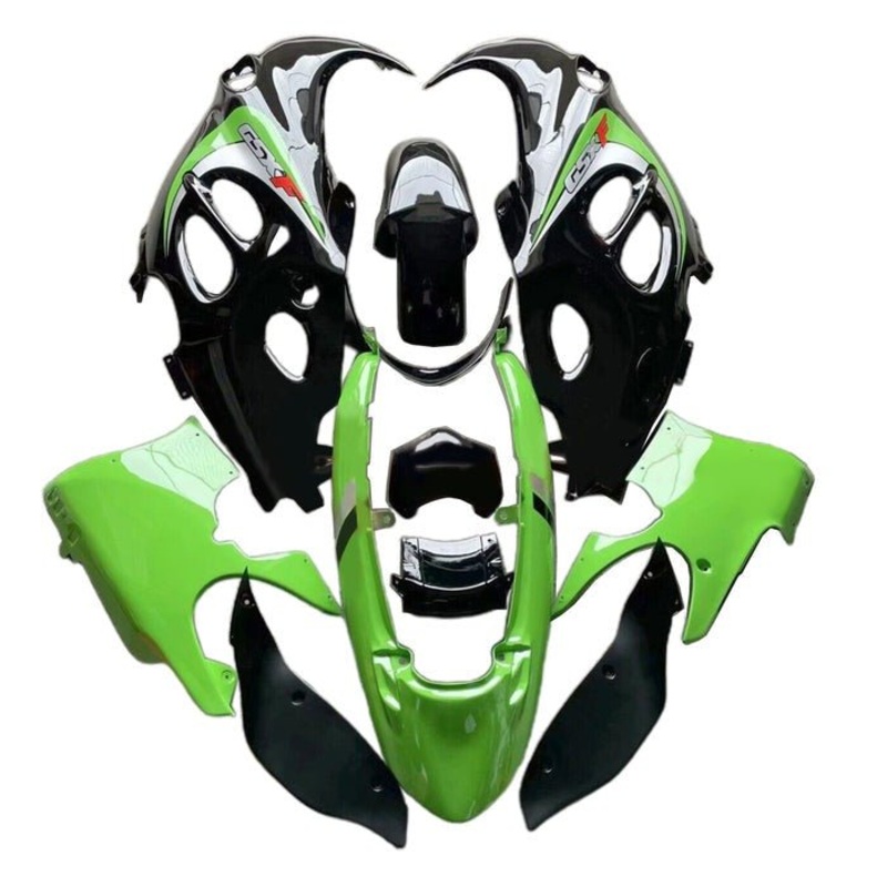 Suzuki GSX600F Katana Fairings (1998-2006) Green, Black Clear Windscreen: Free Bolt Kit: No