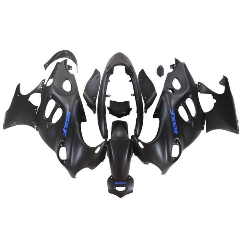 Suzuki GSX600F Katana Fairings (1998-2006) Matte Black, Blue Clear Windscreen: Free Bolt Kit: No