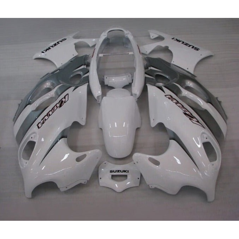 Suzuki GSX600F Katana Fairings (1998-2006) White, Gray Clear Windscreen: Free Bolt Kit: No