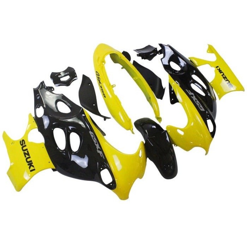Suzuki GSX600F Katana Fairings (1998-2006) Yellow, Black Clear Windscreen: Free Bolt Kit: No