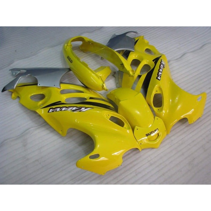 Suzuki GSX600F Katana Fairings (1998-2006) Yellow Clear Windscreen: Free Bolt Kit: No