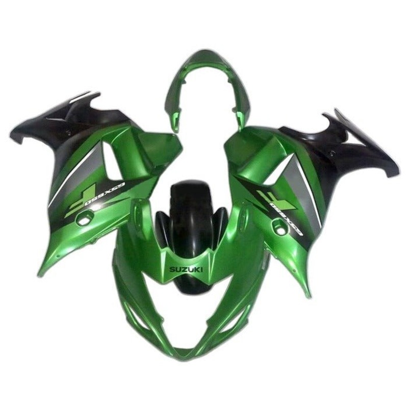 Suzuki GSX650F (2007-2015) Green, Black Fairings Clear Windscreen: Free No Bolt Kit