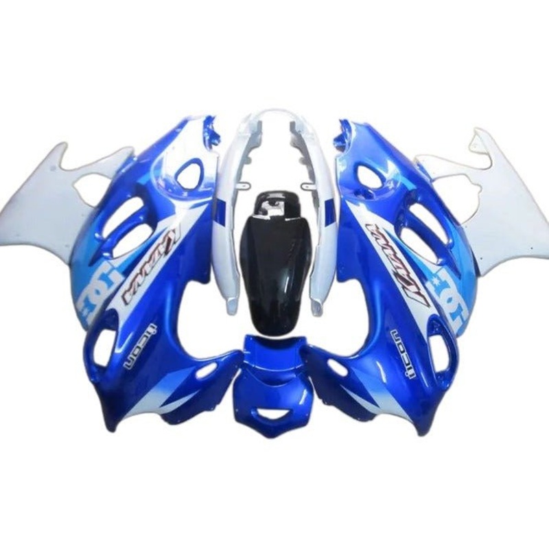 Suzuki GSX750F Katana Fairings (1998-2006) Blue, White DC Clear Windscreen: Free Bolt Kit: No