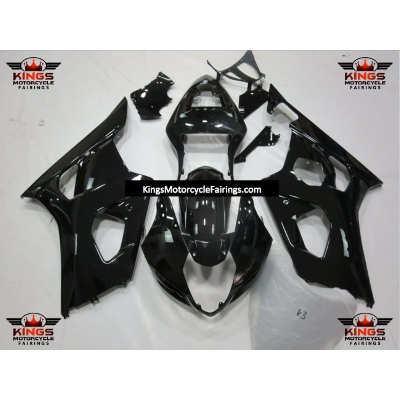 Suzuki GSXR1000 (2003-2004) Black Fairings Clear Windscreen: Free No Seat Cowl No Bolt Kit