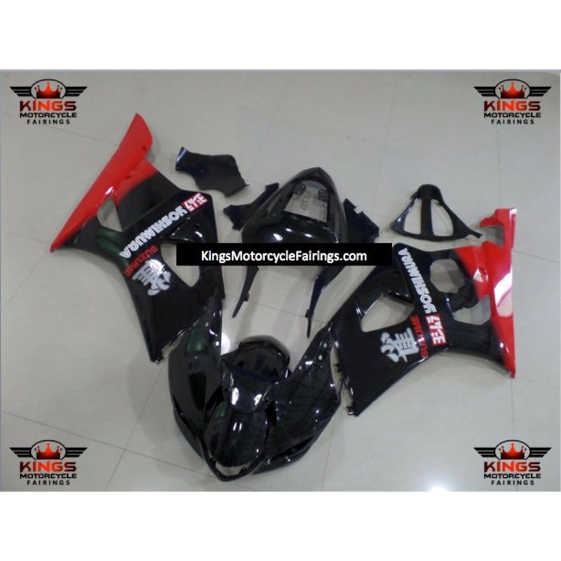 Suzuki GSXR1000 (2003-2004) Black & Red Yoshimura Fairings Clear Windscreen: Free No Seat Cowl No Bolt Kit