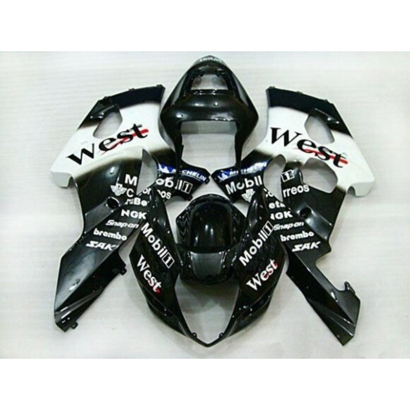 Suzuki GSXR1000 (2003-2004) Black, White West Fairings Clear Windscreen: Free No Seat Cowl No Bolt Kit