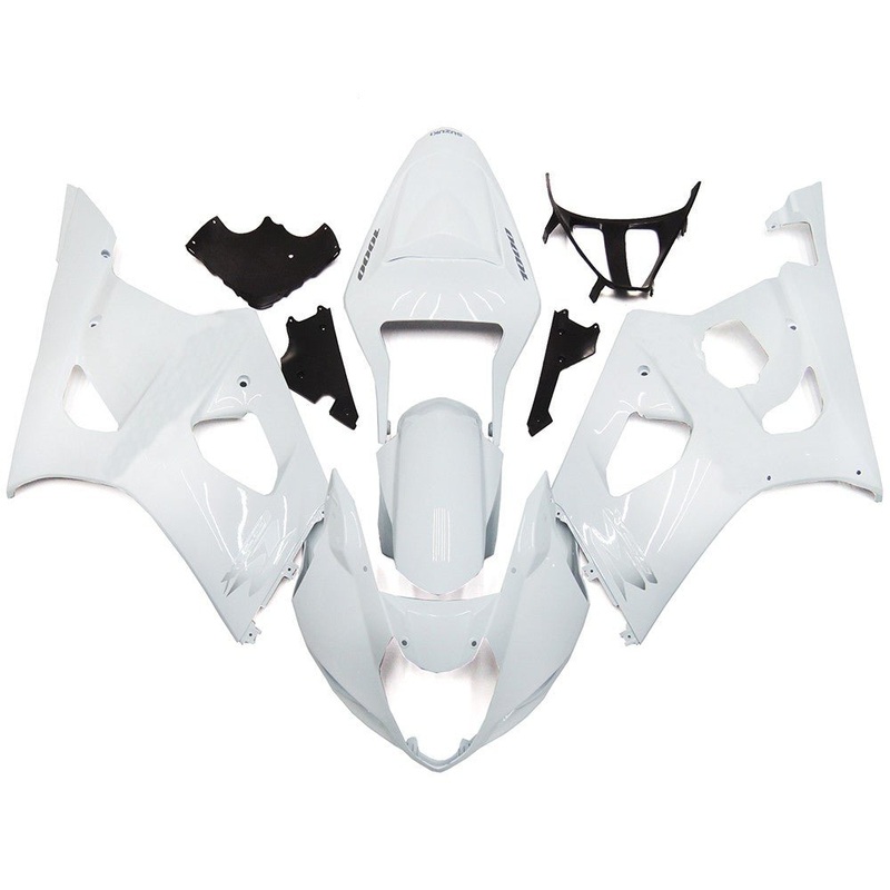 Suzuki GSXR1000 (2003-2004) White Fairings Clear Windscreen: Free No Seat Cowl No Bolt Kit