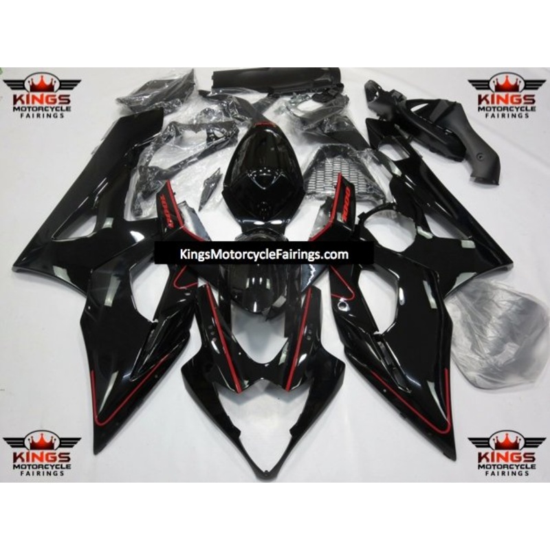 Suzuki GSXR1000 (2005-2006) Black & Red Pinstripe Fairings No Seat Cowl No Bolt Kit No Tank