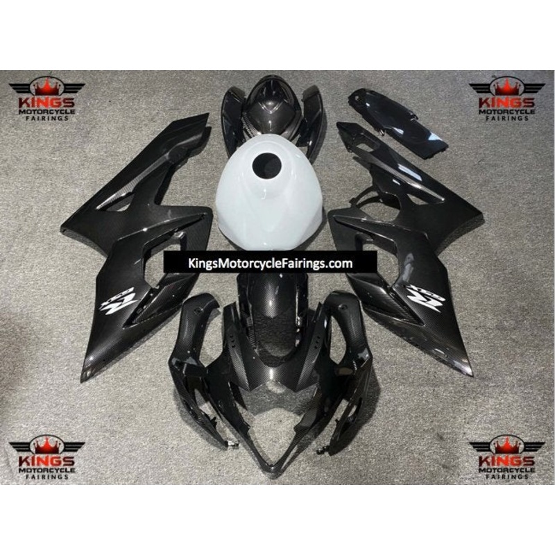 Suzuki GSXR1000 (2005-2006) Faux Carbon Fiber & White Fairings No Seat Cowl No Bolt Kit No Tank