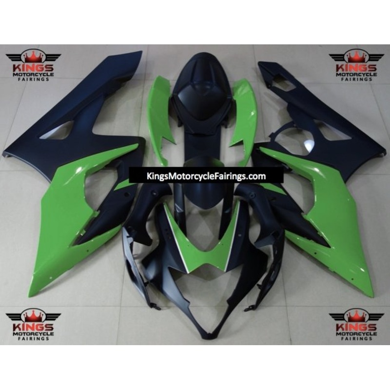 Suzuki GSXR1000 (2005-2006) Matte Black & Green Fairings No Seat Cowl No Bolt Kit No Tank