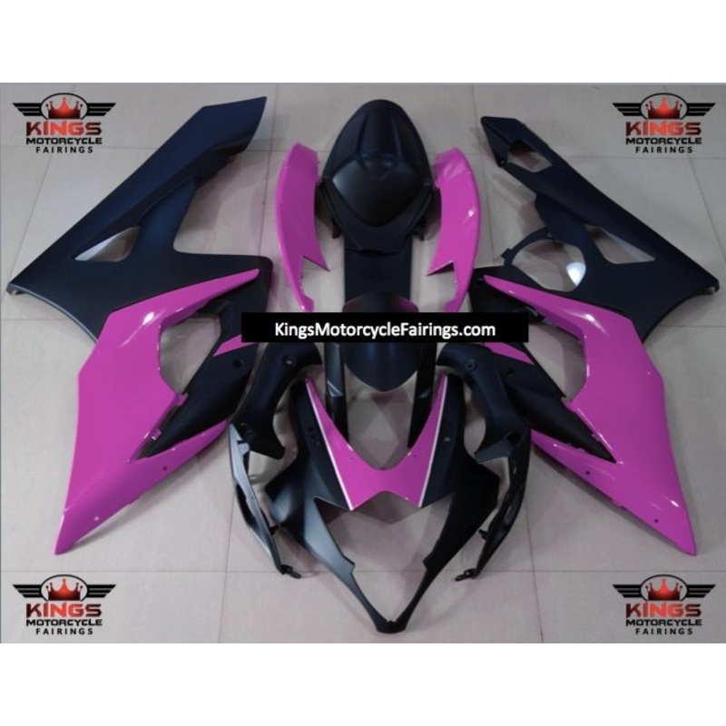 Suzuki GSXR1000 (2005-2006) Matte Black & Pink Fairings No Seat Cowl No Bolt Kit No Tank