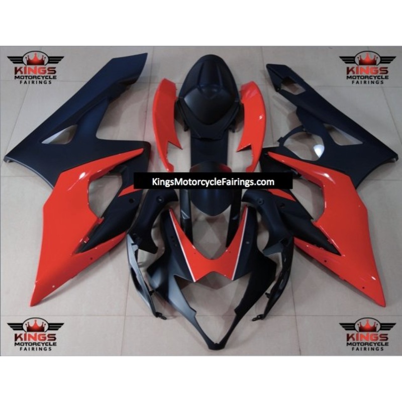 Suzuki GSXR1000 (2005-2006) Matte Black & Red Fairings No Seat Cowl No Bolt Kit No Tank