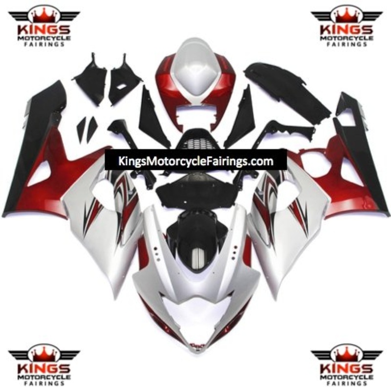 Suzuki GSXR1000 (2005-2006) Pearl White, Red & Black Fairings No Seat Cowl No Bolt Kit No Tank