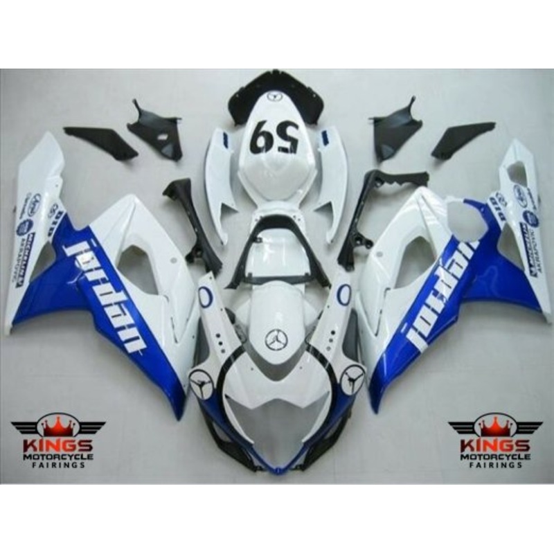 Suzuki GSXR1000 (2005-2006) White & Blue Jordan Fairings No Seat Cowl No Bolt Kit No Tank
