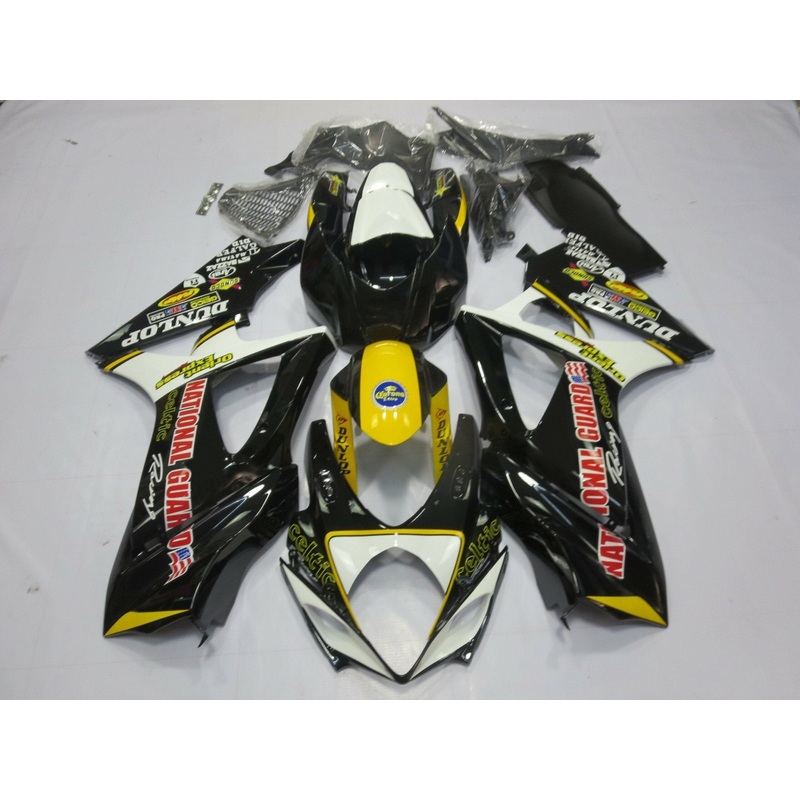 Suzuki GSXR1000 (2007-2008) Black, White National Guard Fairings No Seat Cowl No Bolt Kit No Tank