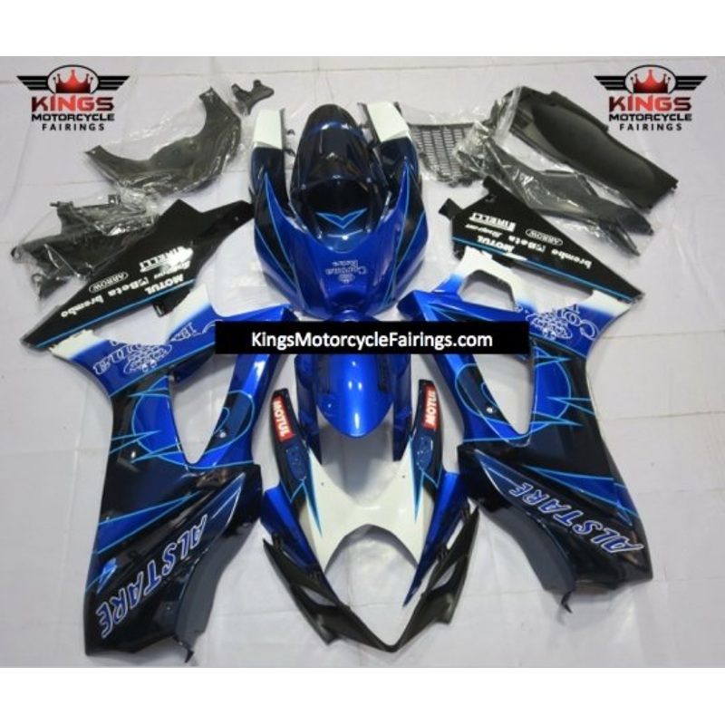 Suzuki GSXR1000 (2007-2008) Blue, Black & White Corona Fairings No Seat Cowl No Bolt Kit No Tank