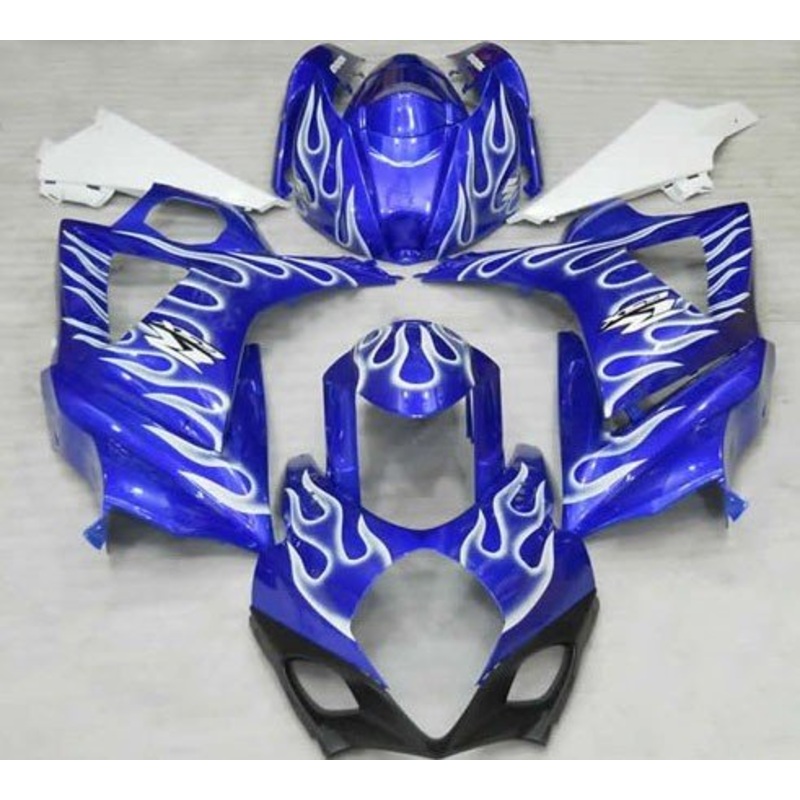 Suzuki GSXR1000 (2007-2008) Blue & White Flame Fairings No Seat Cowl No Bolt Kit No Tank