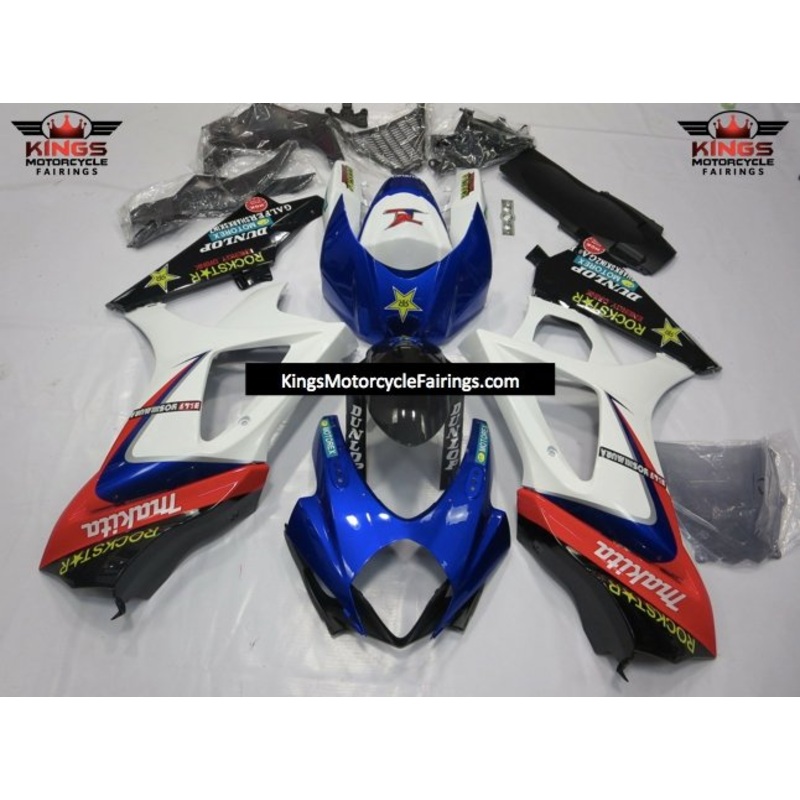 Suzuki GSXR1000 (2007-2008) Blue, White, Red & Black Rockstar Fairings No Seat Cowl No Bolt Kit No Tank