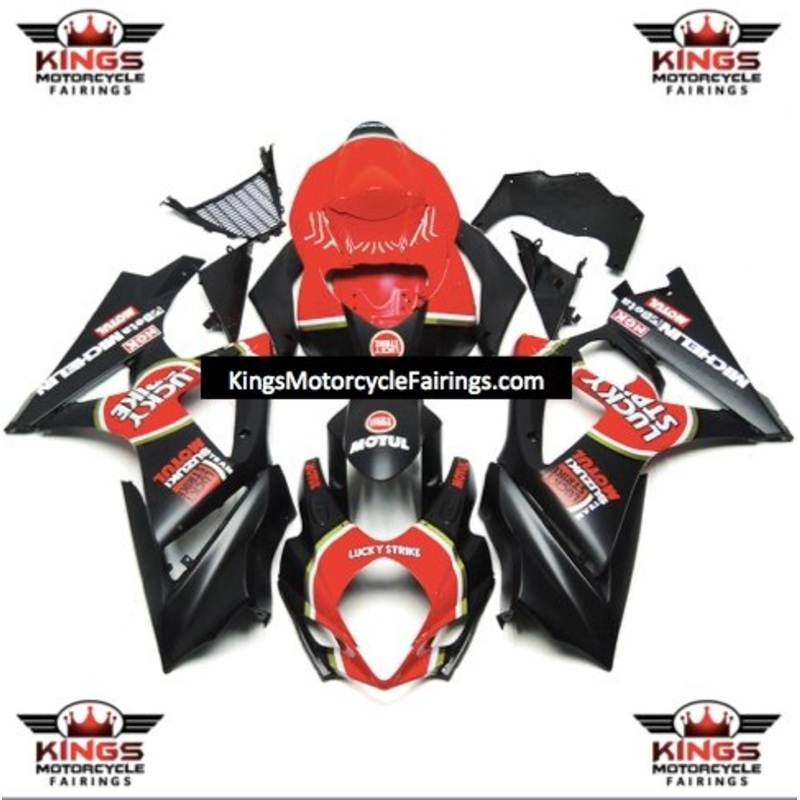 Suzuki GSXR1000 (2007-2008) Matte Black, Red Lucky Strike Fairings No Seat Cowl No Bolt Kit No Tank