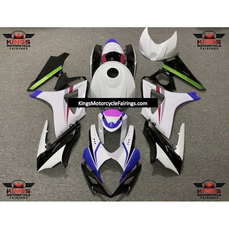 Suzuki GSXR1000 (2007-2008) White, Black, Blue, Pink, Gray & Green Fairings No Seat Cowl No Bolt Kit No Tank