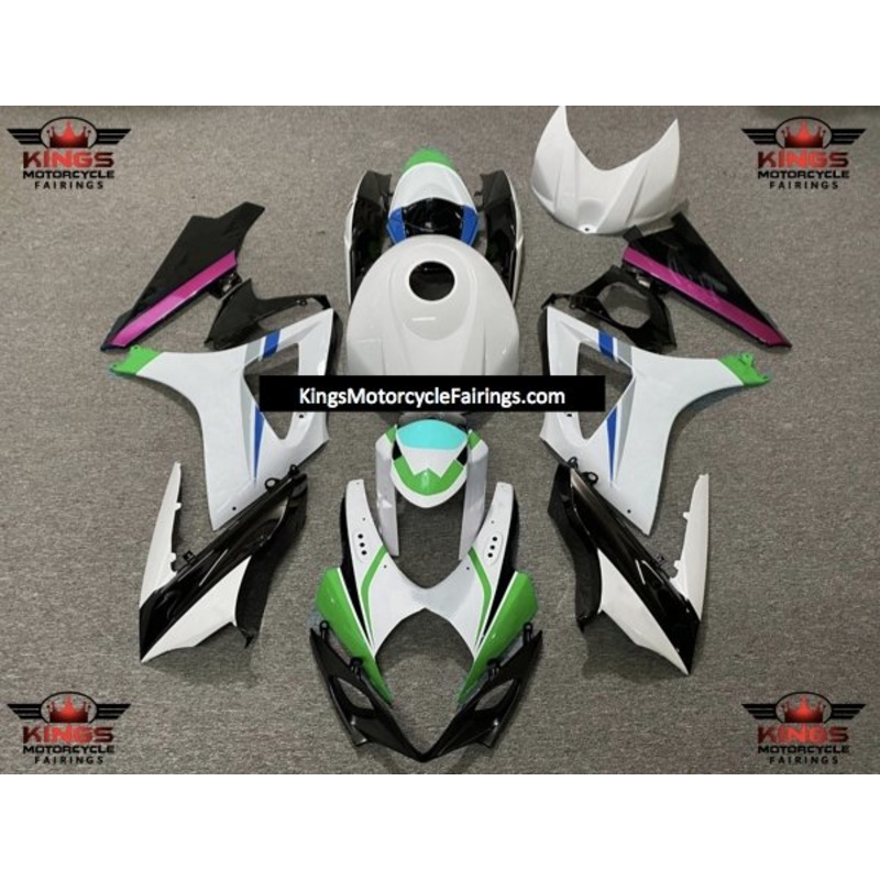 Suzuki GSXR1000 (2007-2008) White, Black, Green, Blue, Pink & Turquoise Fairings No Seat Cowl No Bolt Kit No Tank