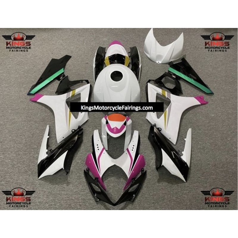 Suzuki GSXR1000 (2007-2008) White, Black, Pink, Gold, Gray, Green & Orange Fairings No Seat Cowl No Bolt Kit No Tank