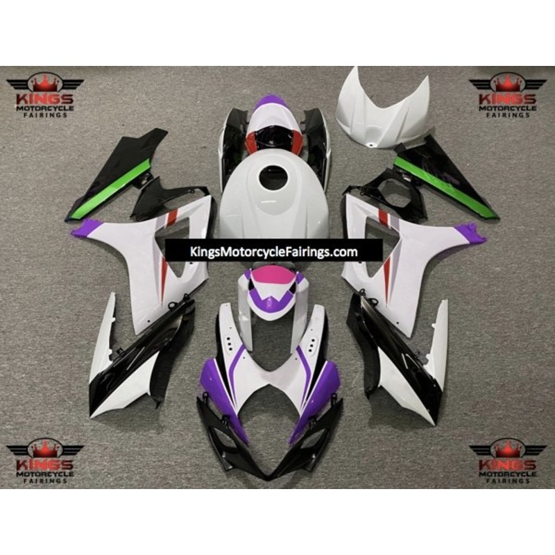 Suzuki GSXR1000 (2007-2008) White, Black, Purple, Red, Green & Pink Fairings No Seat Cowl No Bolt Kit No Tank