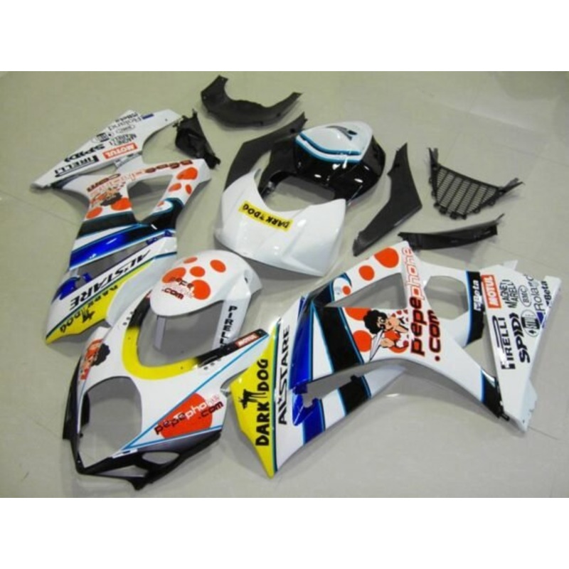 Suzuki GSXR1000 (2007-2008) White Dark Dog Fairings No Seat Cowl No Bolt Kit No Tank