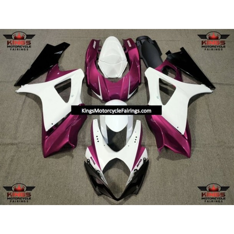 Suzuki GSXR1000 (2007-2008) White, Pink & Black Fairings No Seat Cowl No Bolt Kit No Tank