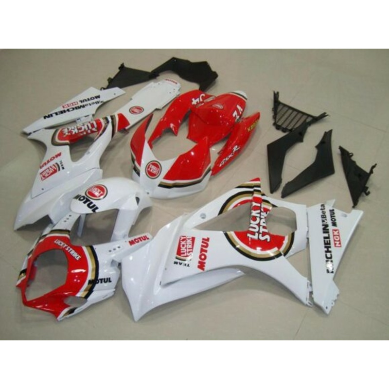 Suzuki GSXR1000 (2007-2008) White & Red Lucky Strike Fairings No Seat Cowl No Bolt Kit No Tank
