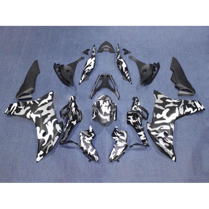 HONDA CBR600F Fairings (2011-2013) Matte Black, White, Gray Camouflage Clear Windscreen: Free No Bolt Kit