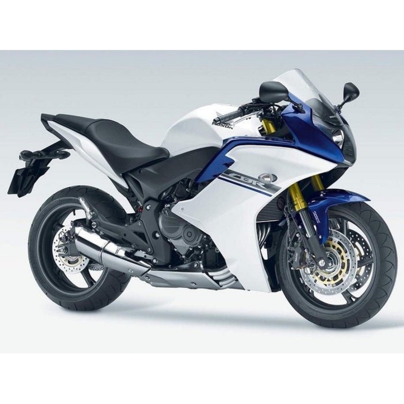 HONDA CBR600F Fairings (2011-2013) White, Dark Blue Clear Windscreen: Free No Bolt Kit