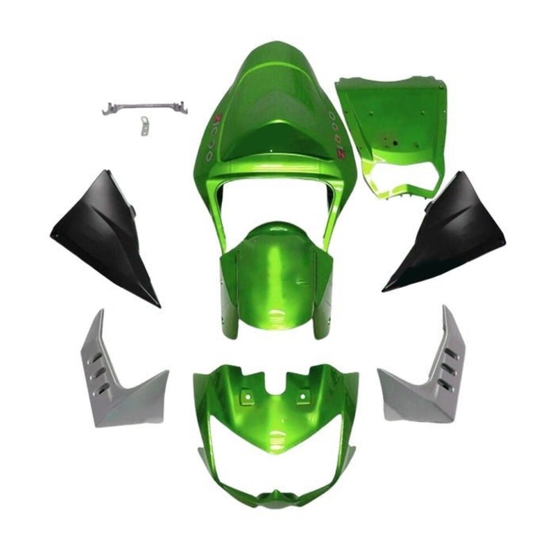 Kawasaki Z1000 Fairings (2003-2006) Green Clear Windscreen: Free Bolt Kit: No Seat Cowl: No