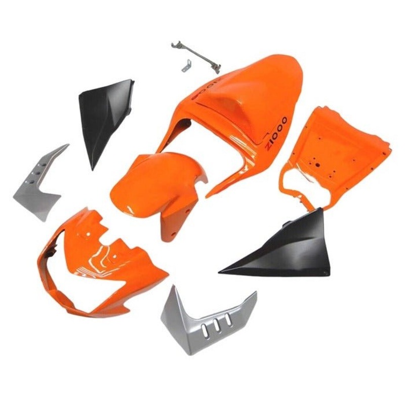 Kawasaki Z1000 Fairings (2003-2006) Orange Clear Windscreen: Free Bolt Kit: No Seat Cowl: No