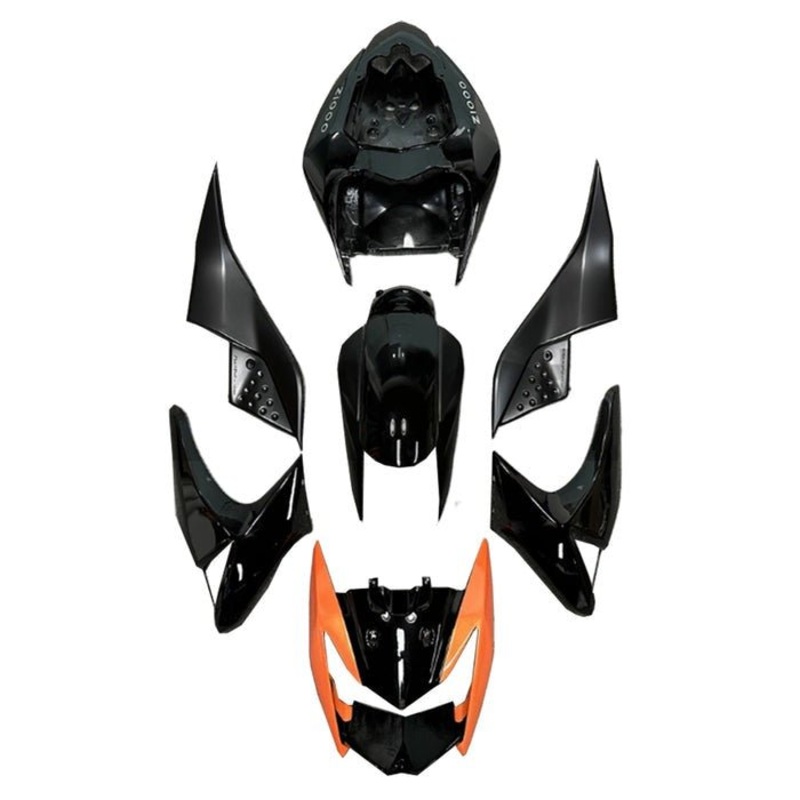 Kawasaki Z1000 Fairings (2007-2009) Black, Orange Clear Windscreen: Free Bolt Kit: No Seat Cowl: No