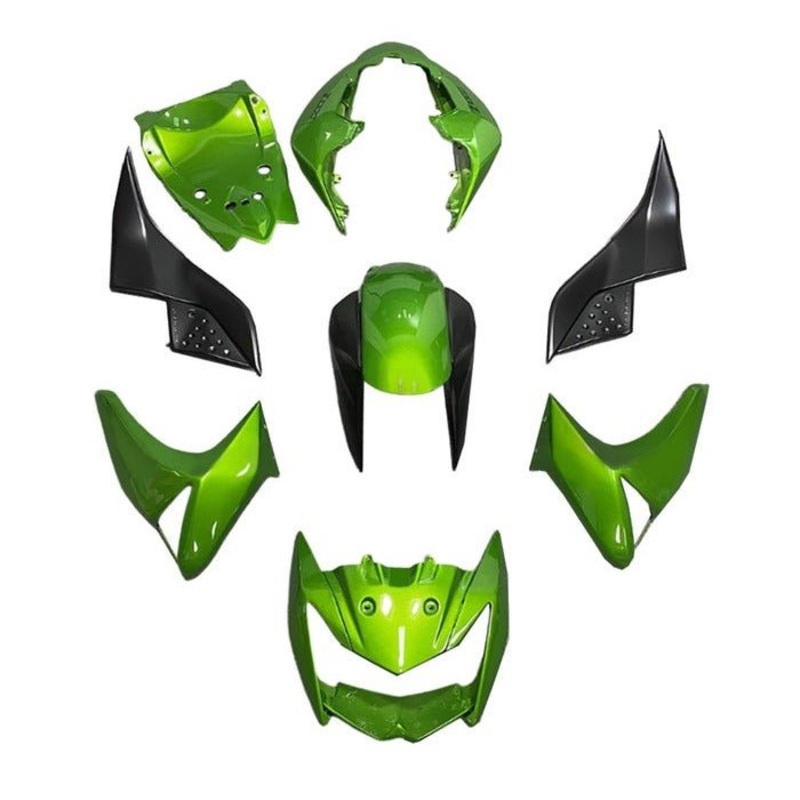 Kawasaki Z1000 Fairings (2007-2009) Green, Black Clear Windscreen: Free Bolt Kit: No Seat Cowl: No