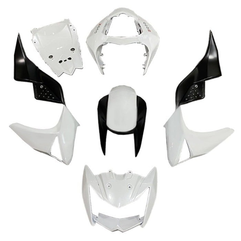 Kawasaki Z1000 Fairings (2007-2009) White, Black Clear Windscreen: Free Bolt Kit: No Seat Cowl: No