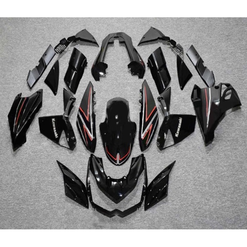 Kawasaki Z1000 Fairings (2010-2013) Black, Red Stripe Clear Windscreen: Free Bolt Kit: No Seat Cowl: No