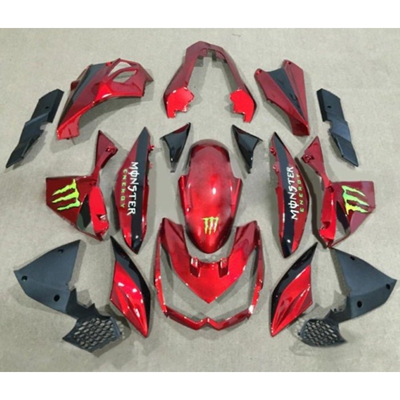 Kawasaki Z1000 Fairings (2010-2013) Candy Red Monster Clear Windscreen: Free Bolt Kit: No Seat Cowl: No