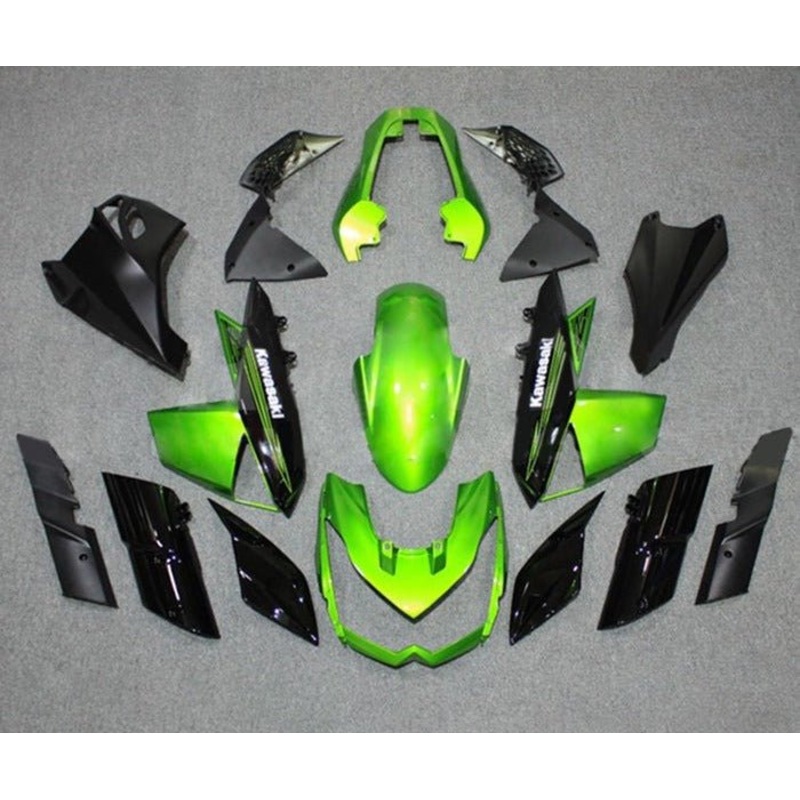 Kawasaki Z1000 Fairings (2010-2013) Green, Black Clear Windscreen: Free Bolt Kit: No Seat Cowl: No