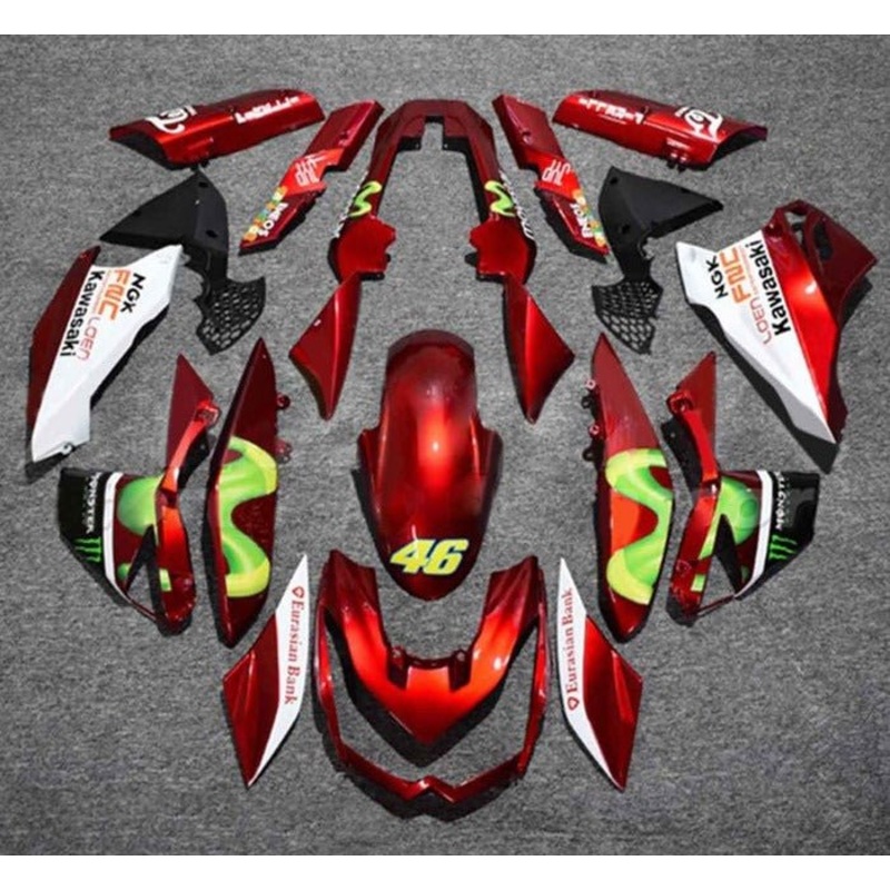 Kawasaki Z1000 Fairings (2010-2013) Red Movistar Clear Windscreen: Free Bolt Kit: No Seat Cowl: No